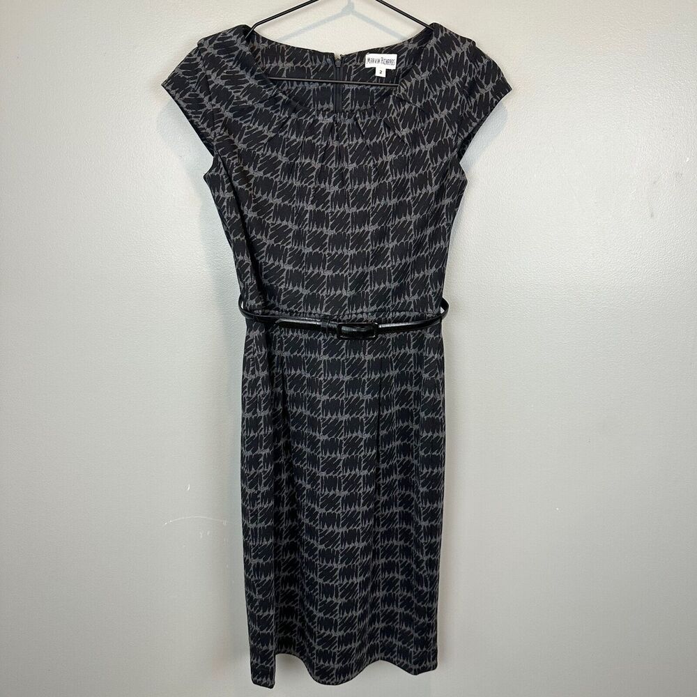 Marvin Richards Sheath Midi Black Belted Dress Womens Size 2 Sheath